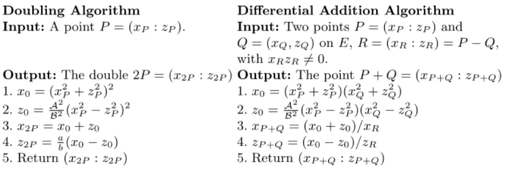 Fig. 1. Doubling and Differential Addition Algorithms