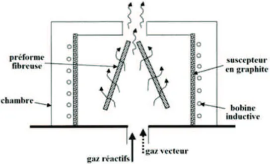 Figure 6 – Dispositifs de densification des composites C/C. Dispositif CVI isotherme-isobare [Choy, 2003].