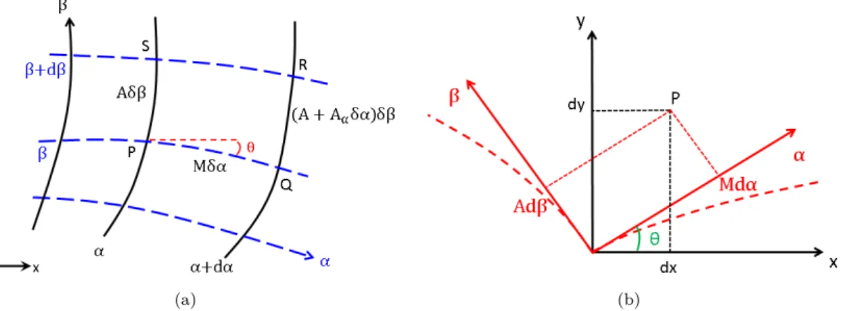 Figure 3.5 – Fig. (a) : Variations géométriques élémentaires dans la théorie GSD. Fig