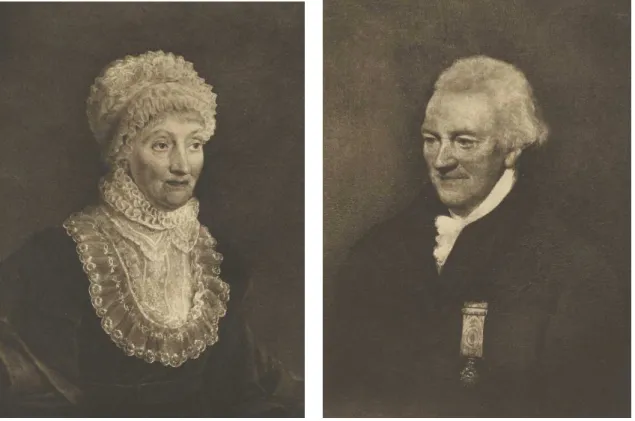 Fig. 1.1 Portraits de Caroline (1829) et William Herschel (1819) extraits de Dreyer et al
