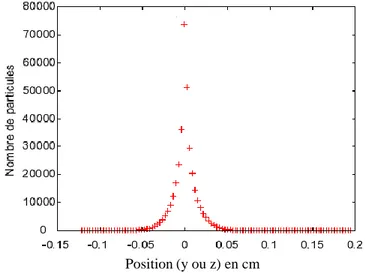 figure II.16_distribution spatiale des électrons au niveau de la surface d'entrée de la cible 