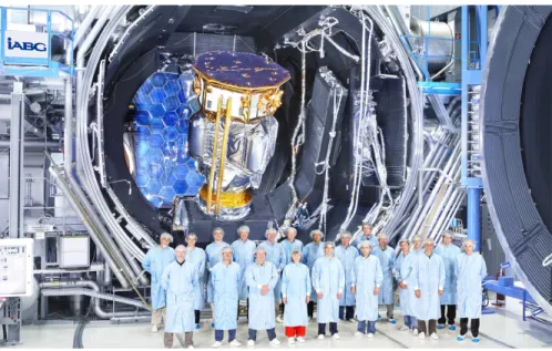 Figure 5. The LISA Pathfinder launch composite being in the vacuum chamber in preparation for the Transfer Orbit Thermal Balance test