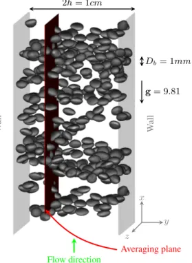 Figure 1: Description of the DNS set-up (close-up). x and z are periodic directions.