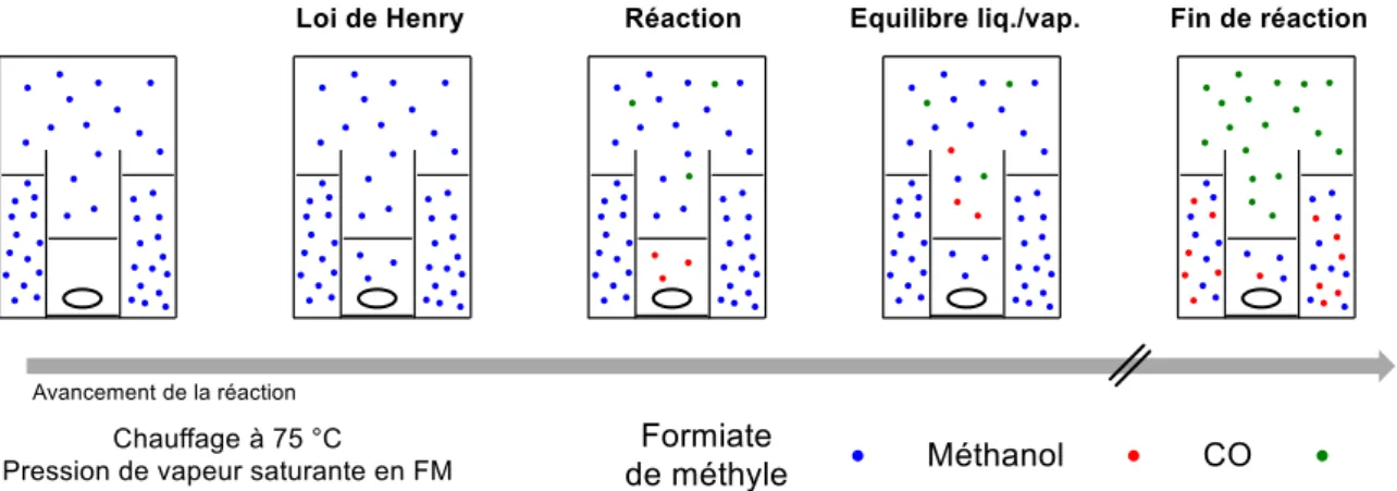 Figure II-23 Explication schématique du fonctionnement de la décarbonylation en autoclave 