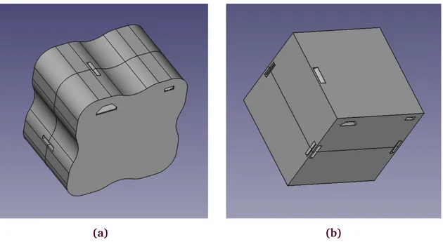 Figure 3.5 – Objets de suivi des fonctions motrices de la main : (a) l’osselet et (b) le cube