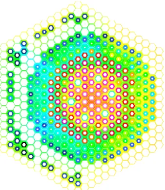 Fig. 13 Trio_U MC2 code – Hexagonal tube temperature radial distribution in SFR core 