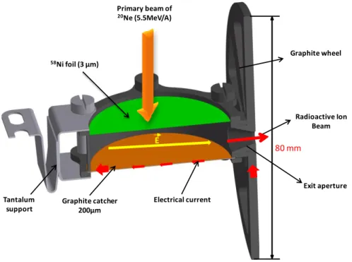 Figure 2: Cross-section view of the TISS for the production of  74 Rb isotopes 