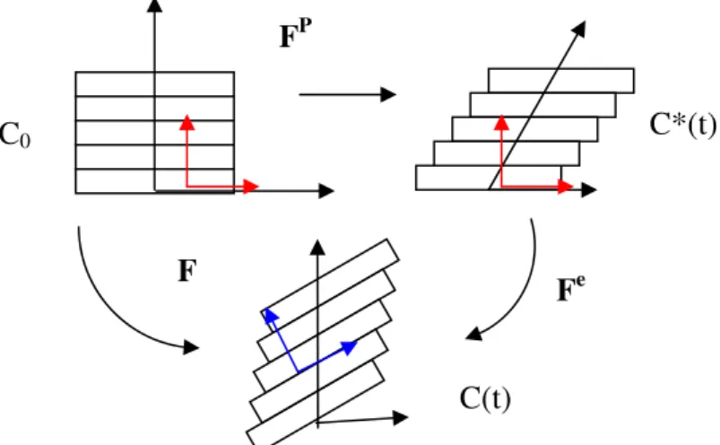 Fig. 4. Décomposition du tenseur gradient de la déformation  F . FP 