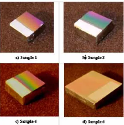 Fig. 6. Photos of samples after finishing the 2002 year campaign. Lighter parts of mirrors were  closed during whole exposure time