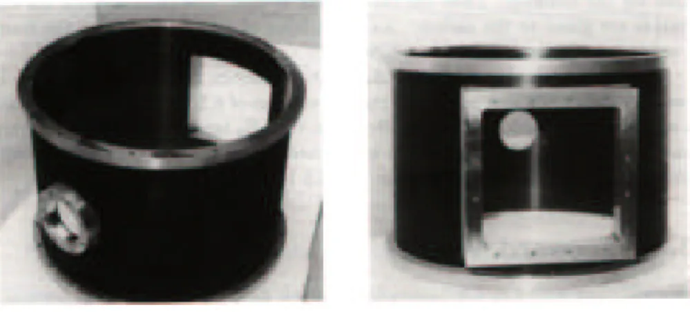 Figure 4.7: Photographs of the Carbon-fiber scattering chamber used for TAPS experiments at KVI [Hoef99].