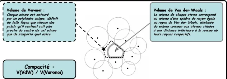 Figure II-6 : Mesure de la compacité des interfaces par la méthode du polyèdre de Voronoï [141]
