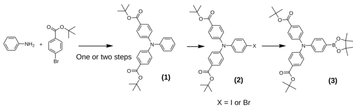 Fig. 25 – Two steps synthesis of (1) proposed by Bauërle et al. 