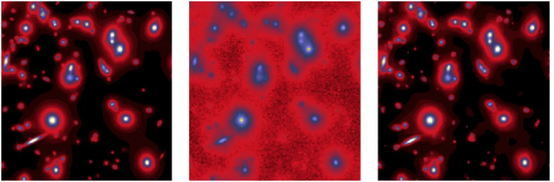 Figure 6.4 Simulated Hubble Space Telescope image of a distant cluster of galaxies.