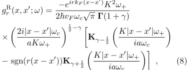 FIG. 1: One-dimensional wire with two impurities located at positions x 1 , 2 = ± L/2