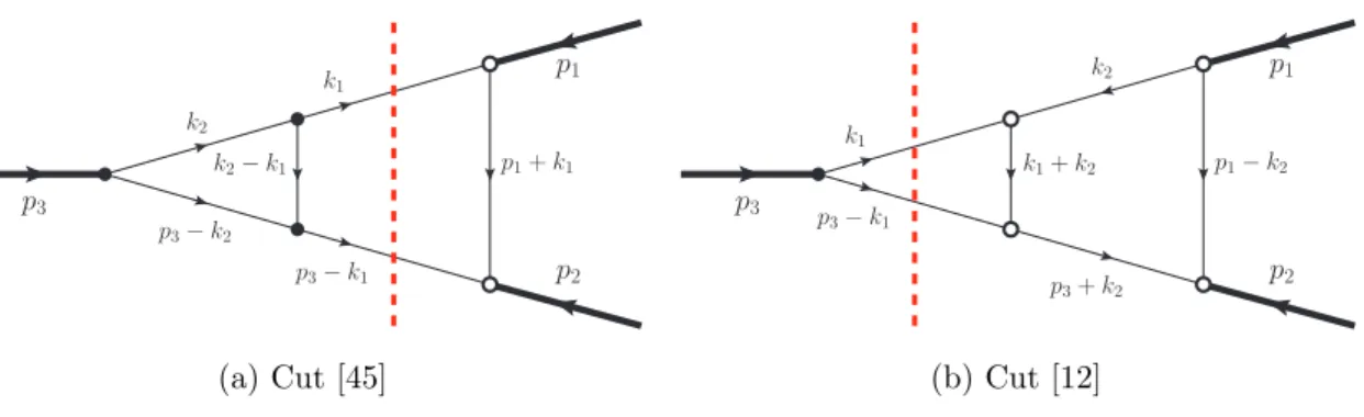 Figure 7: Two-particle cuts in the p 2 3 -channel.