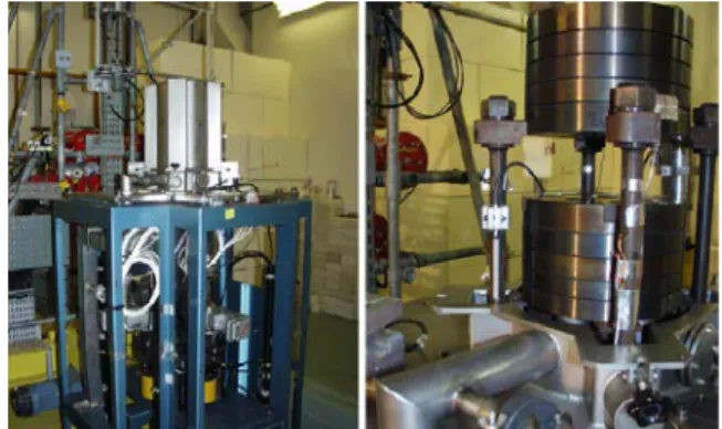 Fig. 1.  CALIBAN reactor core (Left: core with cover; Right: 