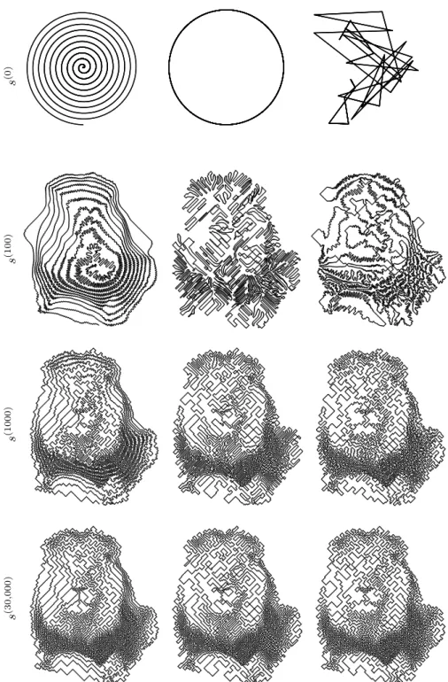 Figure 3: Projection of the lion image onto P N 1,∞ with N = 8, 000. The figure depicts s (k) with several values of the iterate k in Algorithm 1.