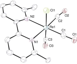 Figure S3: View of Re-4 with displacement ellipsoids drawn at the 50% probability level and hydrogen atoms omitted