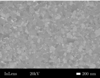 Figure I.24 – Image MEB d’un ﬁlm d’iridium déposé directement sur silicium (001)