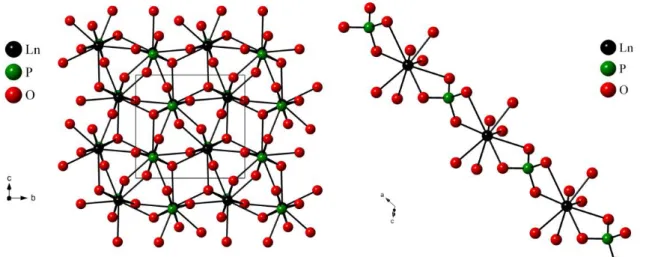 Figure I.6. Representation of the crystal structure of LnPO 4  monazite according to Ni et al