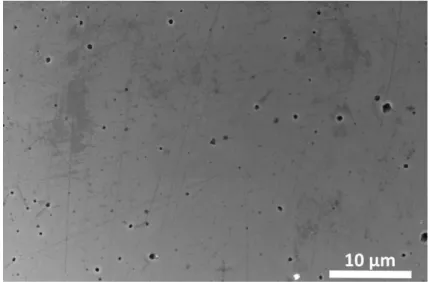 Figure 2-2 : Image MEB de la surface d’un disque d’UO 2  à la fin du polissage 