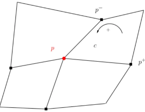 Figure 3: Fragment of a grid: notations for condition number smoothing.