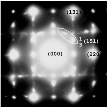 Fig. II.10 : Cliché de diffraction électronique de l'échantillon C-350  en vue plane tiltée de 19° autour de l'axe [110]