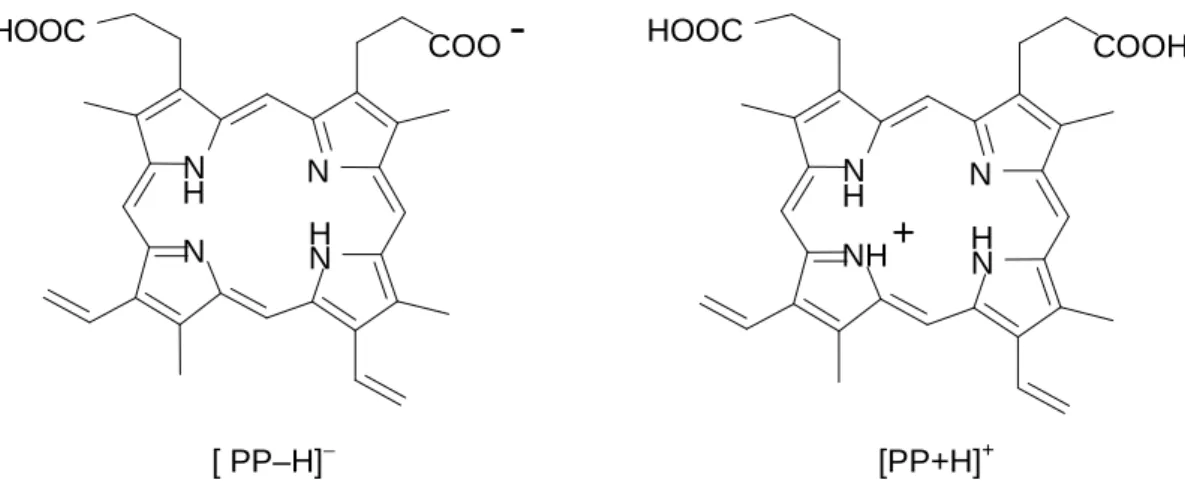 Figure 3.18 – Schéma de l’anion (à gauche) formé dans un mélange d’acide acétique et de méthanol