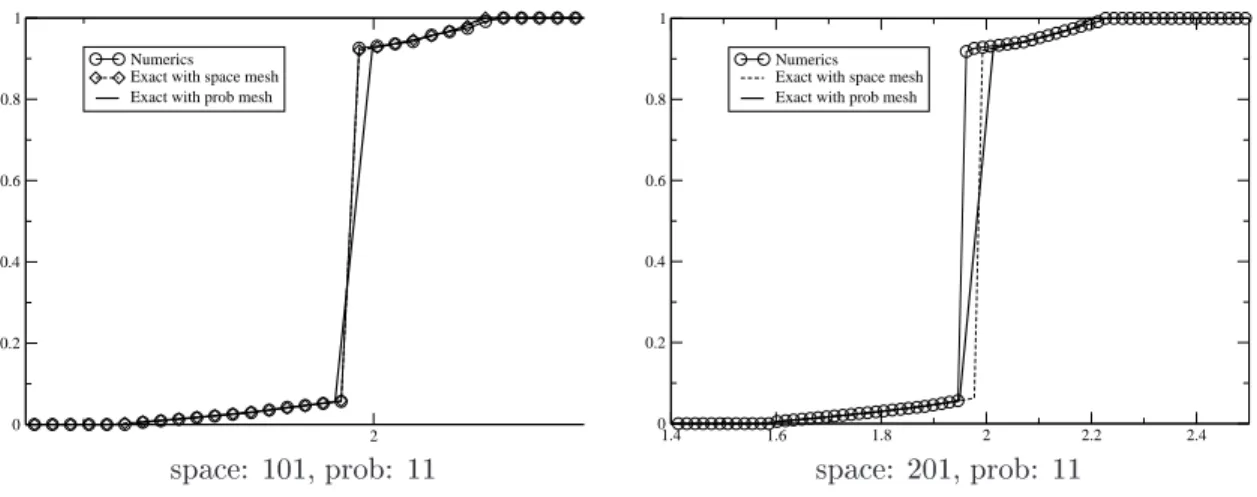 Figure 12: Solution for the double nozzle problem obtained with the law (17). Numeri : distribution