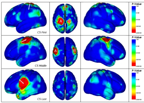 Figure 2: Correlation Maps between Specic Reference Points and Other Brain Regions. Top panel: the Central Sulcus