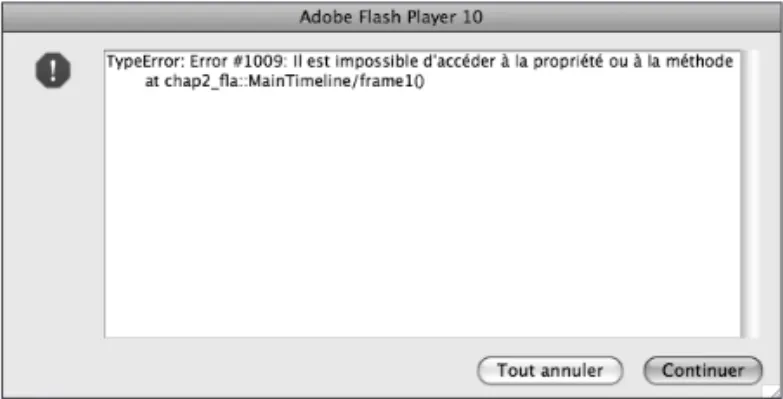 Figure 2.5 Exemple d’erreur  à l’exécution.