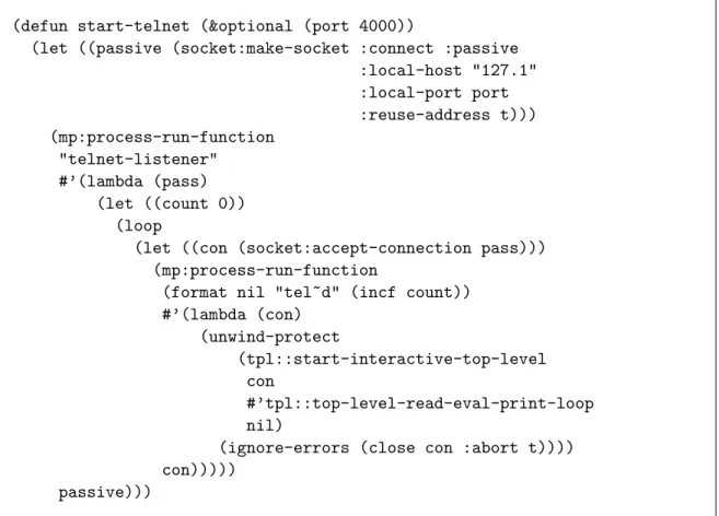 Figure 4.1: Telnet Server in 22 Lines