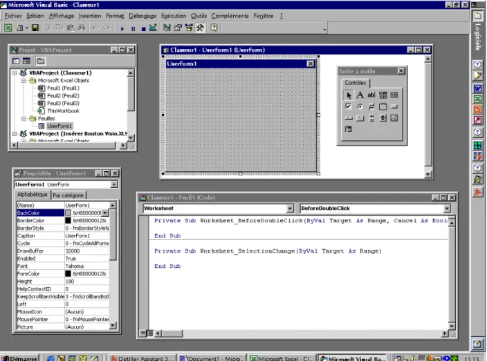 Figure 1 : L’environnement de développement VBE (Visual Basic Editor) 