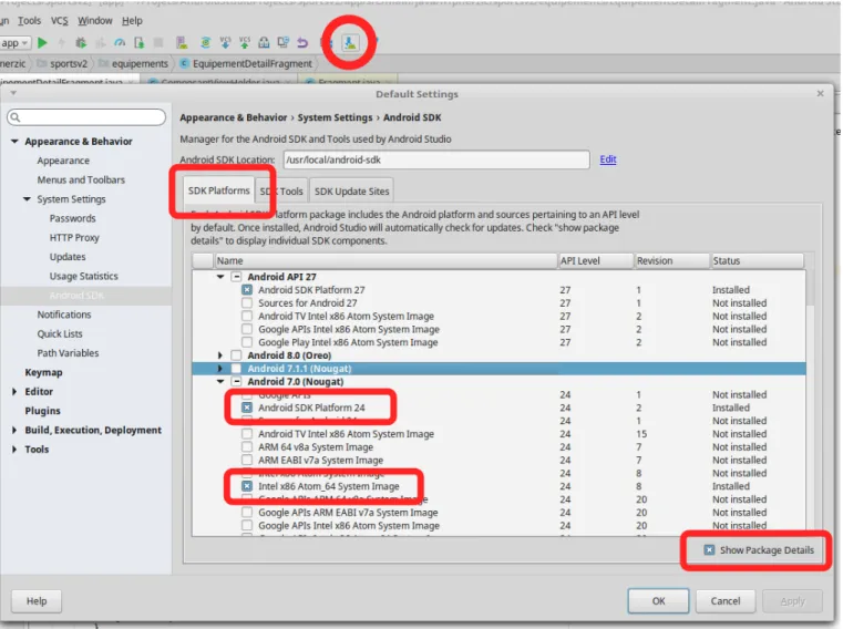 Figure 2: Gestionnaire de paquets Android