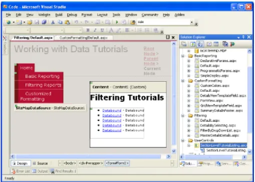 Figure 15: la base des didacticiels Reporting sont répertoriés  