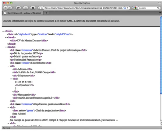 Figure 5: Affichage d’un fichier XHTML par un navigateur