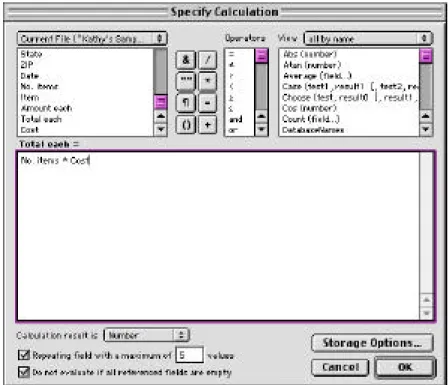 Figure 9. Creating a calculation for item totals