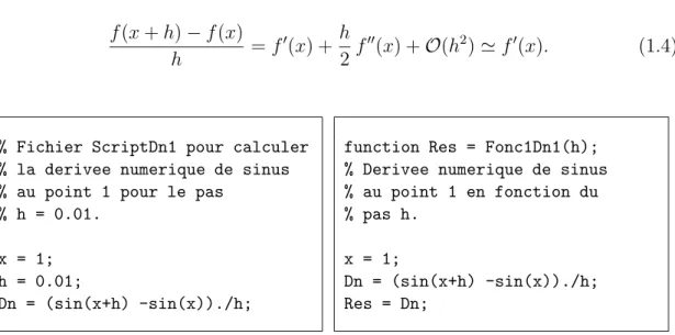 Tab. 1.3 – Fichier “script” et fichier “fonction”.