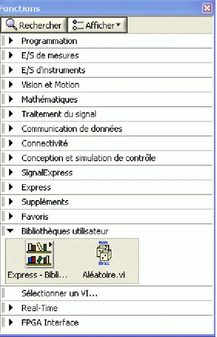 Figure 28 : déposer un vi dans « user.lib » le fait apparaître dans la palette « Bibliothèque utilisateur » 