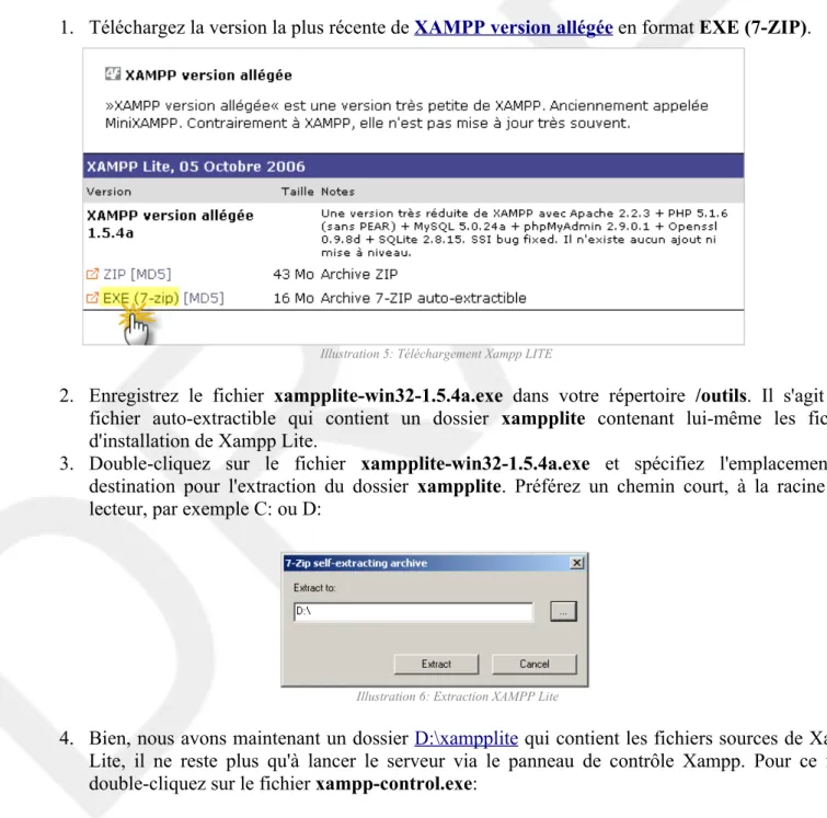 Illustration 5: Téléchargement Xampp LITE