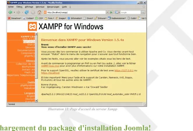 Illustration 11: Page d'accueil du serveur Xampp