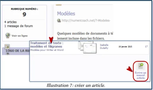 Illustration 7: créer un article.