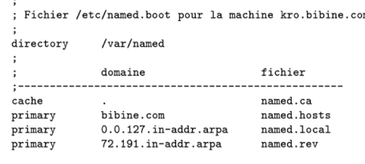 Fig. 6.2 - Le chier named.boot de la machine kro.