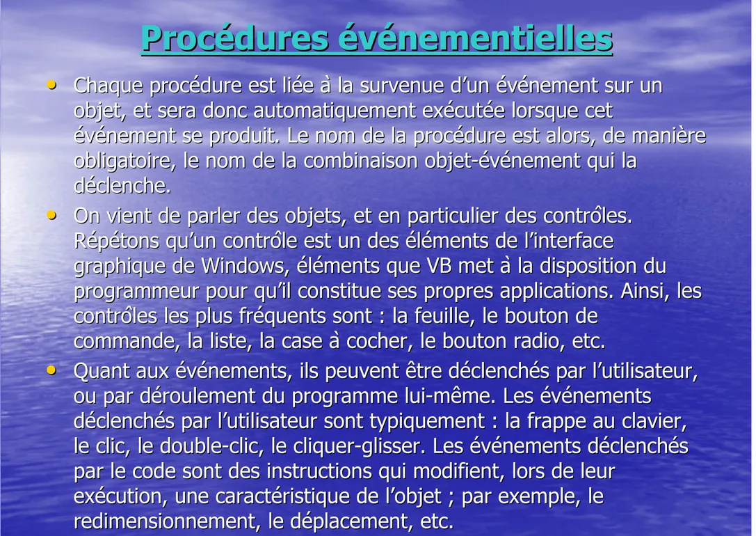graphique de Windows, éléments que VB met à la disposition du graphique de Windows, éléments que VB met à la disposition du  programmeur pour qu’il constitue ses propres applications