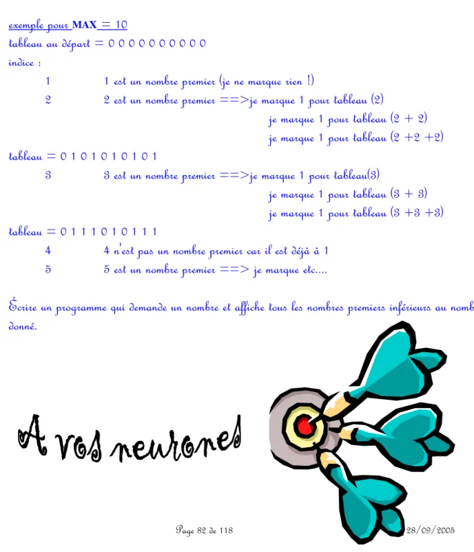 tableau au départ = 0 0 0 0 0 0 0 0 0 0  indice : 