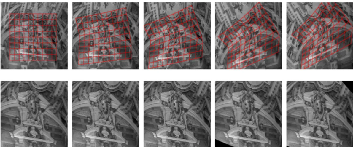 Figure 6: Visual tracking of a vault in a sequence of 396 images acquired with an uncalibrated camera