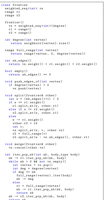 Figure 3. Implementation of the frontier data structure.