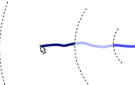 Figure 11. Ring-dependent feedback for Dartboard Menu in expert mode. The ring bounds were not displayed.