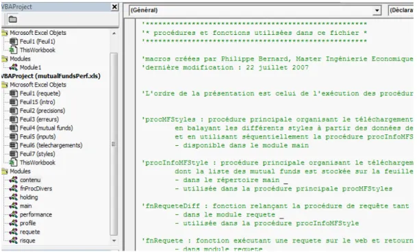 Fig. 3.4 –Un exemple de projet comportant plusieurs modules et plusieurs procédures.