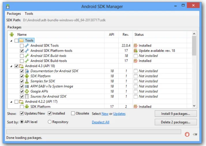 Figure 2.7. – Le bouton Android SDK Manager est celui de gauche